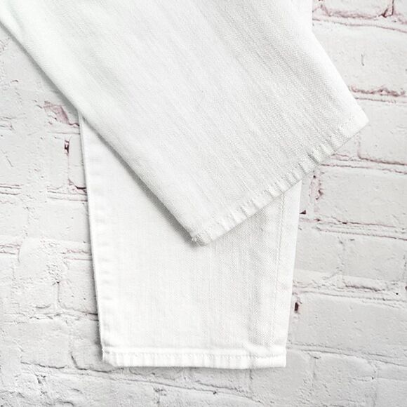 7 FOR ALL MANKIND Luxe Vintage White Josefina Boyfriend Nautical Crop Jeans 26 - Picture 4 of 9